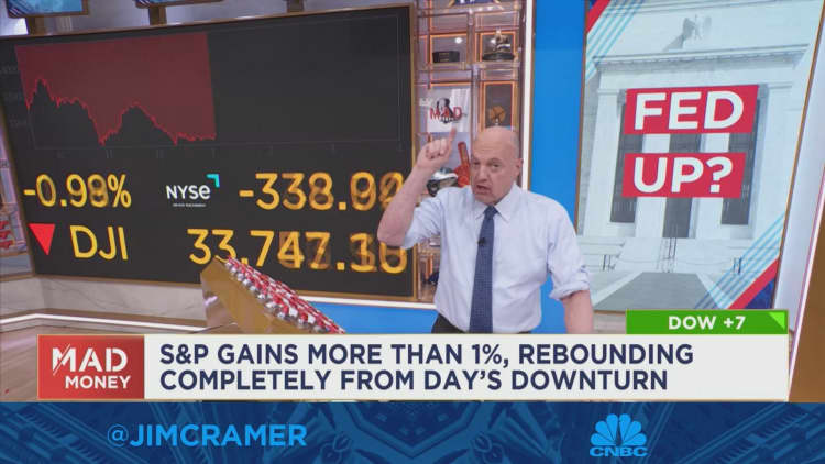 Cramer explains why the market's initial decline after the Fed's interest rate hike and commentary was a misstep