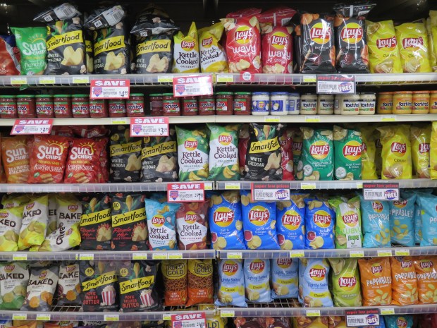 A display of chips at the Redner's Warehouse Markets in South Heidelberg Township. (DAVID MEKEEL - READING EAGLE)