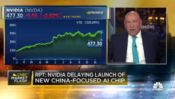 Nvidia stock down as it reportedly delays new China AI chip