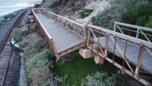 San Clemente's Mariposa Bridge was damaged in a January 2023 landslide.