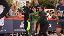 LAPD Sergeant helps carry young runner to LA Marathon finish – NBC Los Angeles
