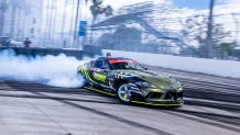 Formula Drift driver Simen Olsen drives at the 2022 Acura Grand Prix Of Long Beach Media Day on March 29, 2022.