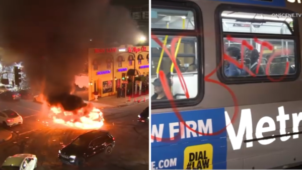 Street takeovers in Downtown LA with cars on fire, bus vandalized – NBC Los Angeles